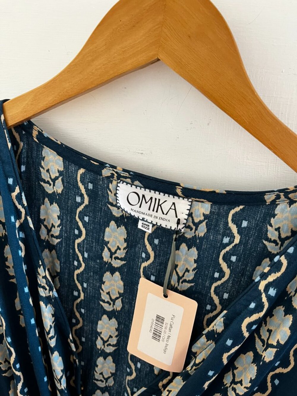 Omika Woman's Nico Indigo Blue Print Pia Caftan Sz One Size - Picture 7 of 11